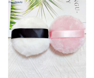 White Pink Long Plush Puff